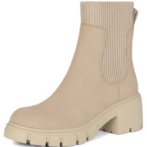 Chunky Beige Ankle Boots